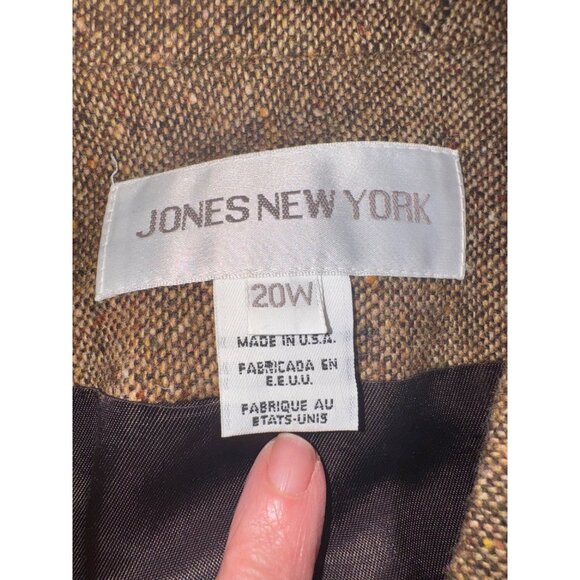 Jones New York Womens Tweed Blazer Plus 20W Brown Wool Old Money Preppy Jacket - Picture 7 of 11